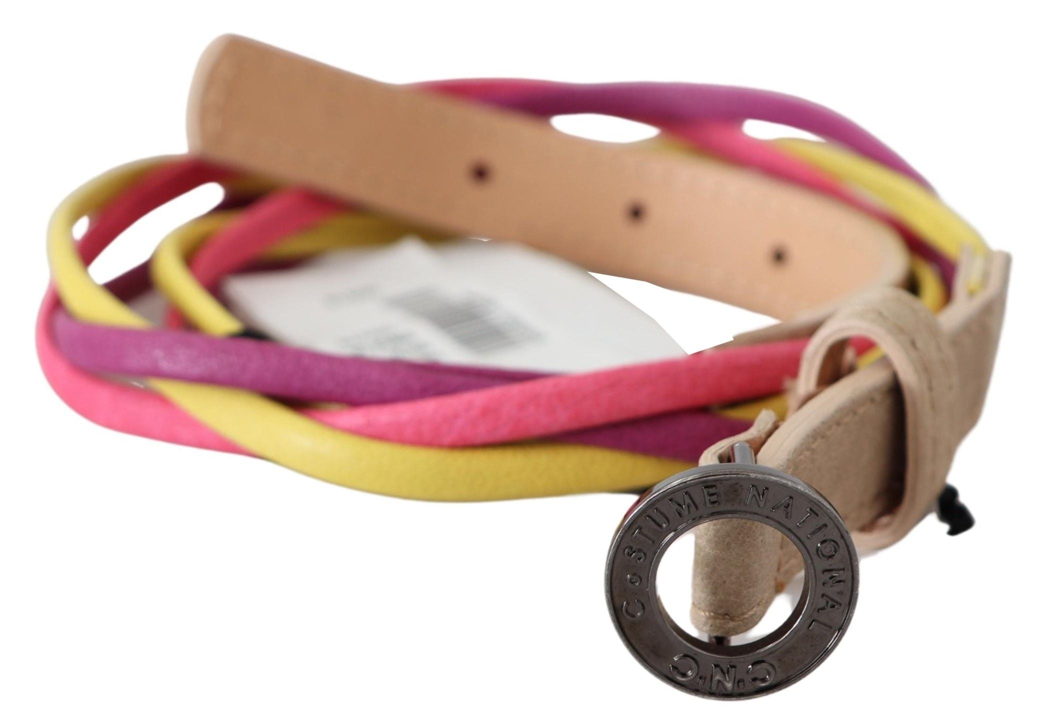 Costume National Multicolor Twisted Leather Kreis Schnalle Gürtel