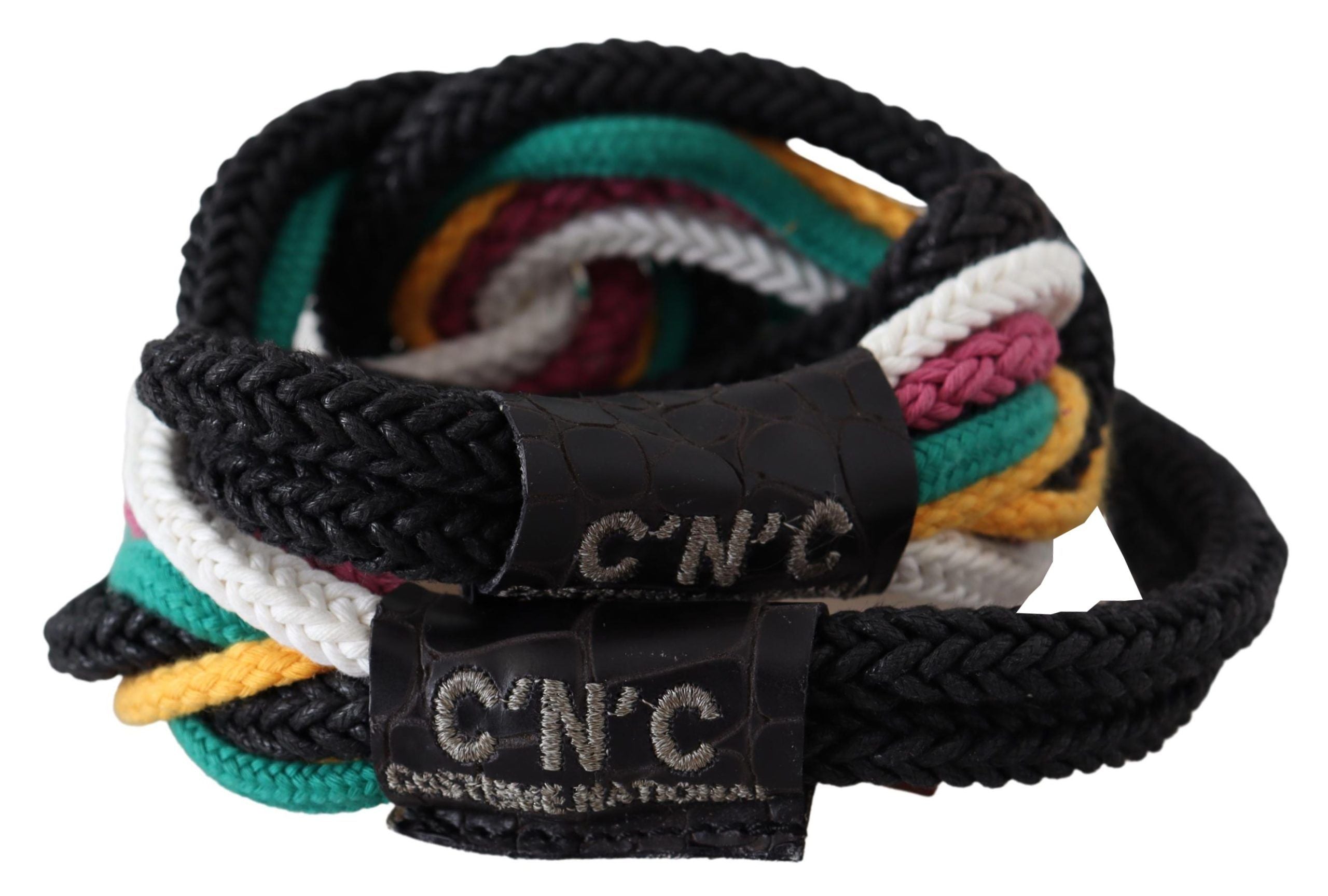 Costume National Multicolor Rope Leder Rustikale Hakenschnalle Gürtel