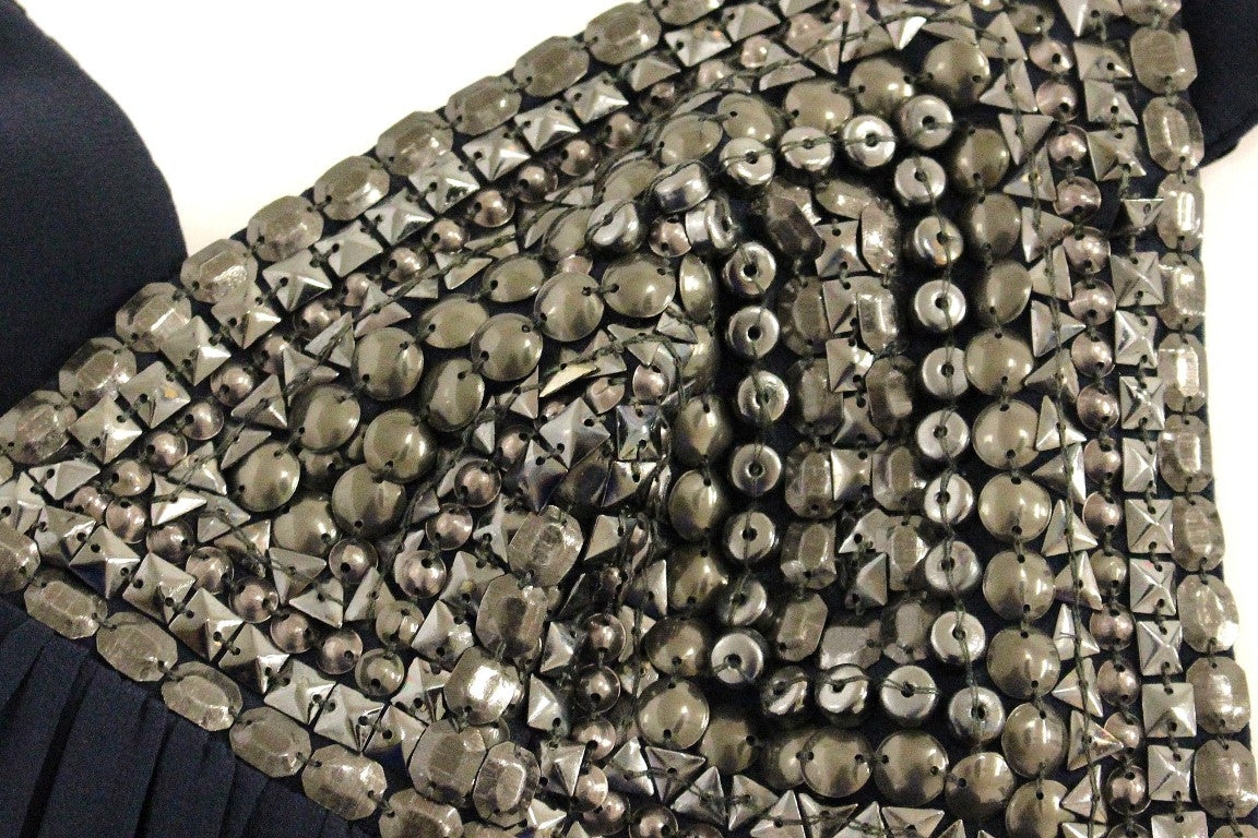 Anaikka Marineblaues mit Nieten verziertes Blusentop