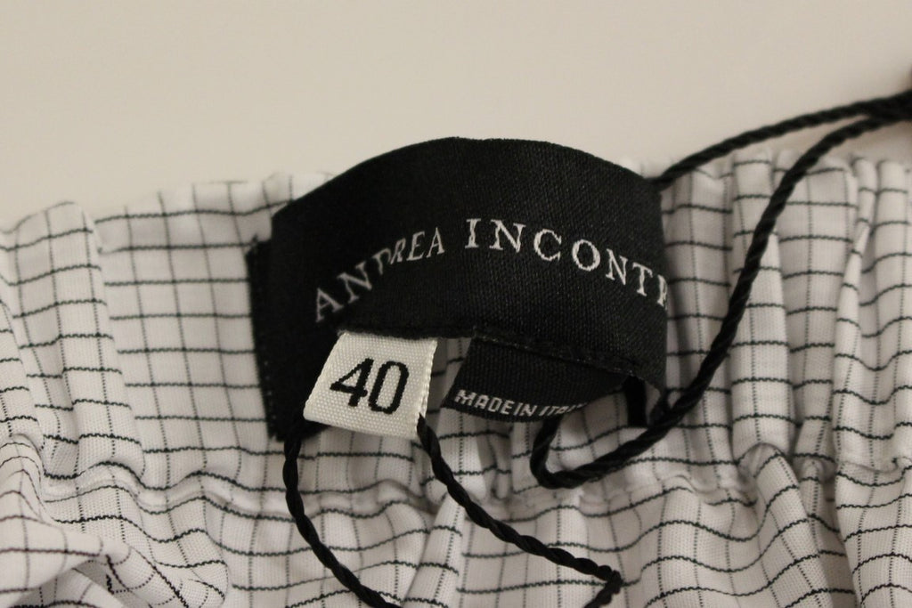 Andrea Incontri Weißer karierter Baumwoll-Stretch-Rock