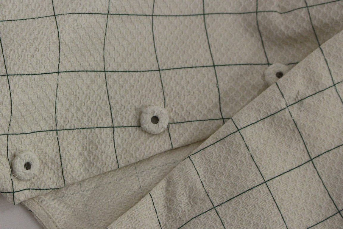 Andrea Incontri Weißes kariertes Baumwollhemd Top