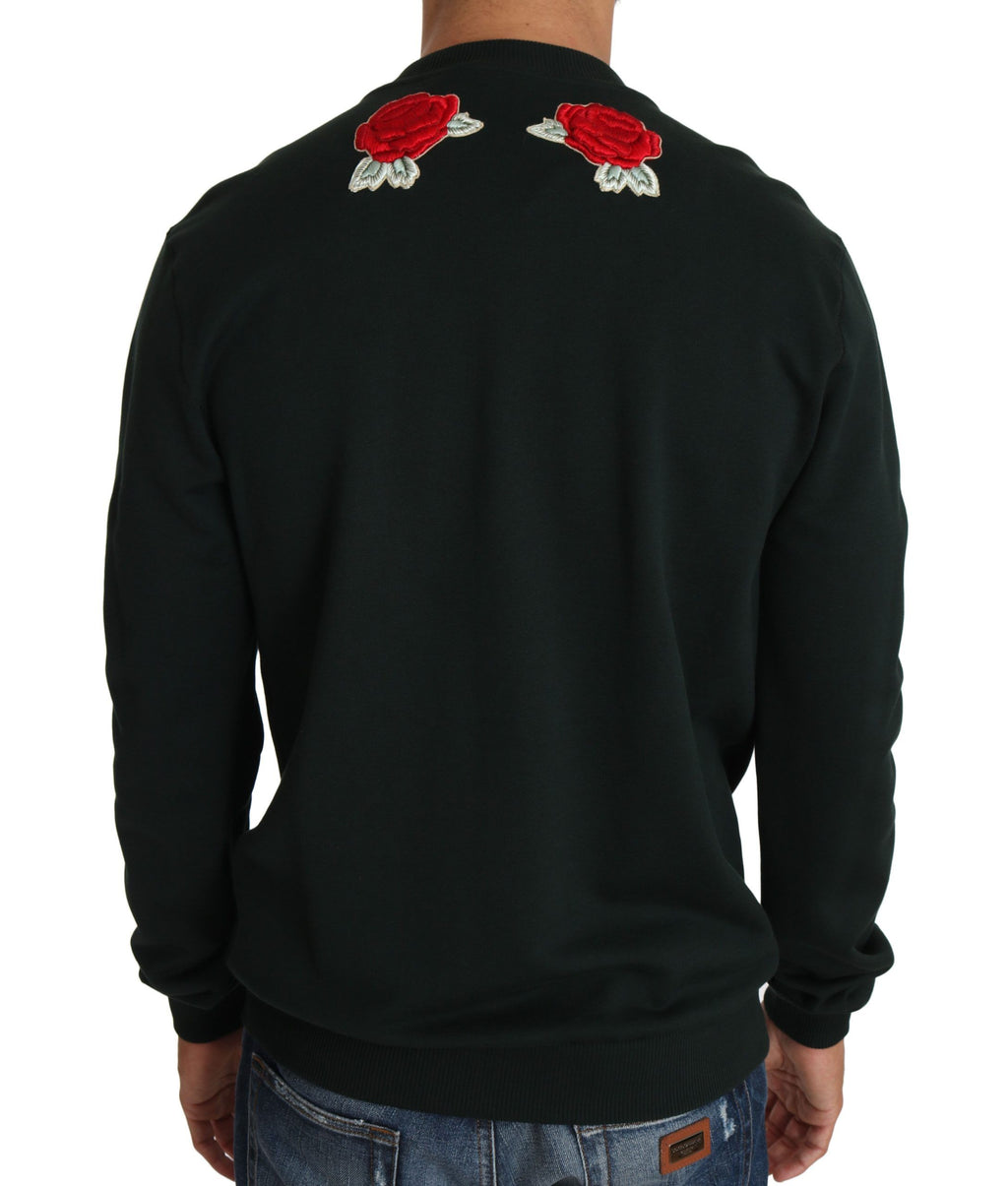 Dolce & Gabbana Grüner Kristall Herz Rosen Gun Pullover