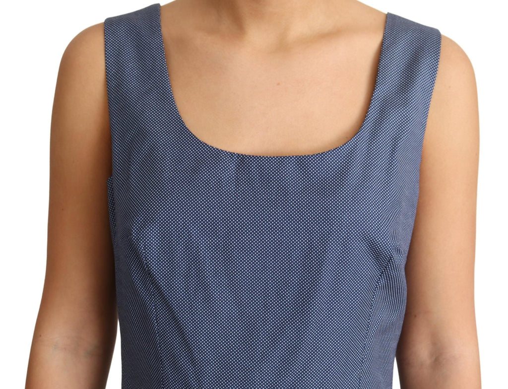Dolce & Gabbana Blaues Stretchkleid mit Polka-Baumwolle in A-Linie