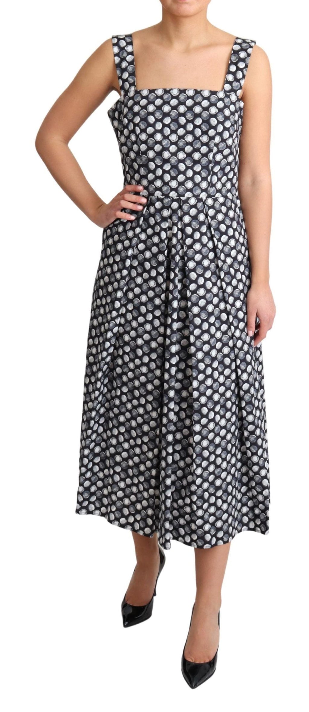 Dolce & Gabbana Blaues A-Linien-Kleid aus geometrischer Baumwolle