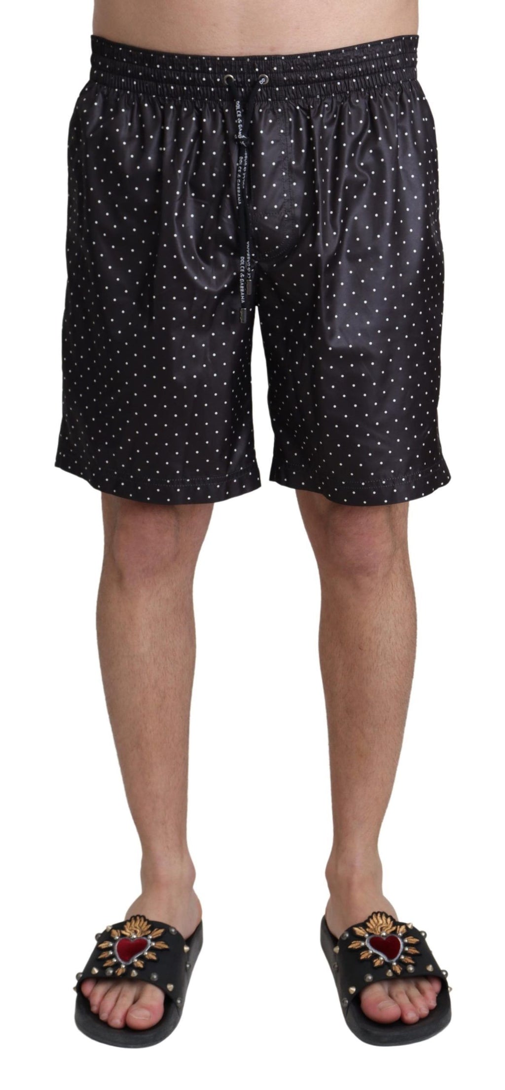 Dolce & Gabbana Schwarzer Polka Dot Print Bademode Bademode