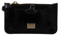 Dolce & Gabbana Black Leather Coin Purse Wristlet Mirror Agnese Wallet