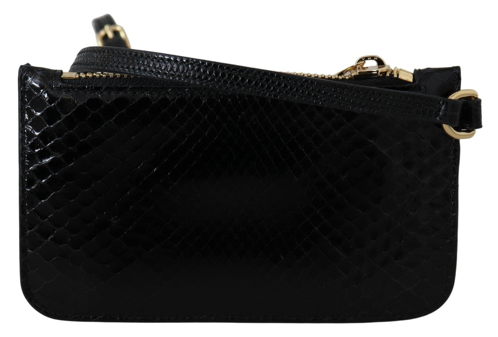 Dolce & Gabbana Schwarzes Leder Portemonnaie Handtäschchen Spiegel Agnese Brieftasche