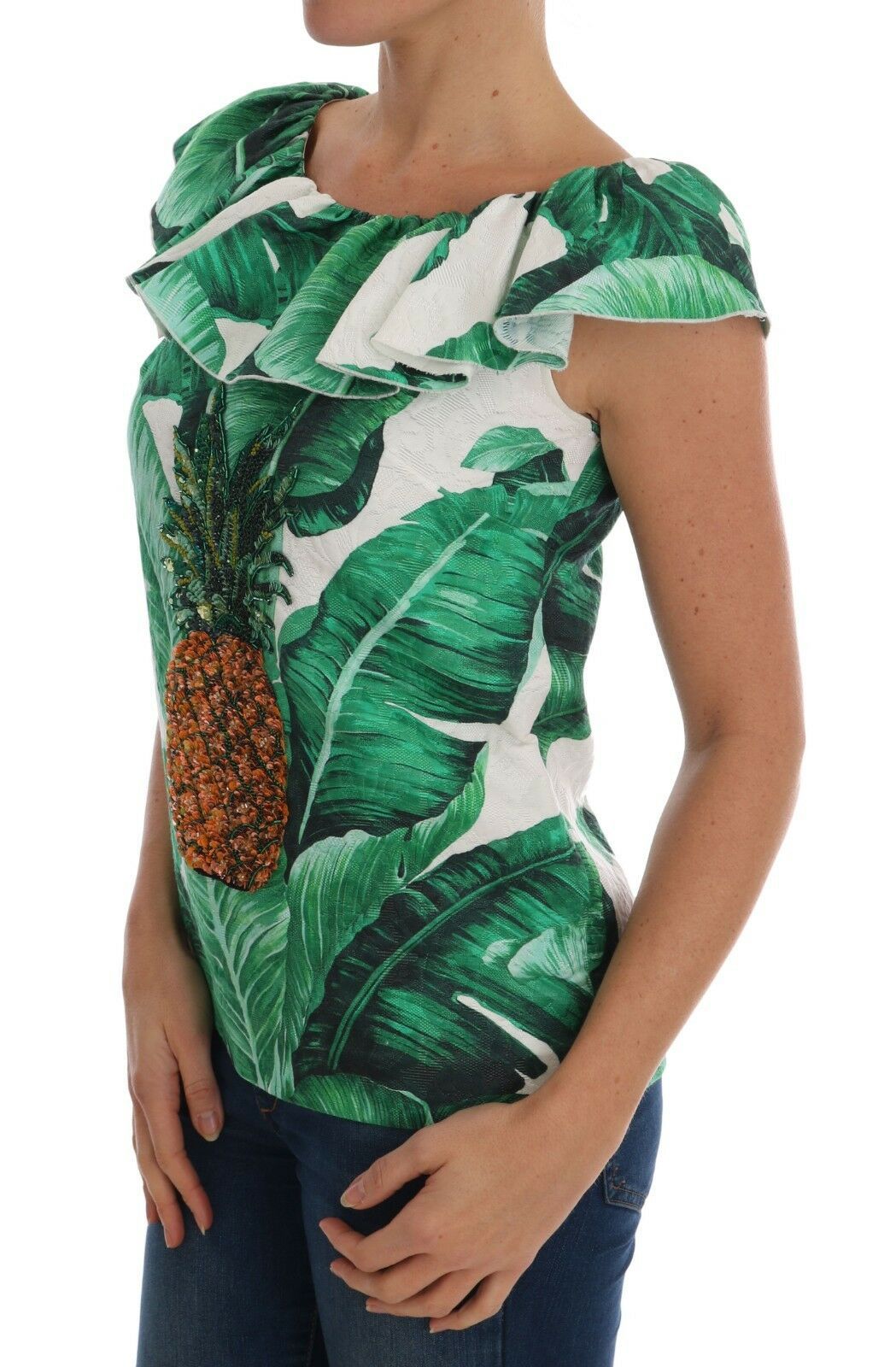Dolce & Gabbana Ananas-Bananen-Pailletten-Bluse-T-Shirt