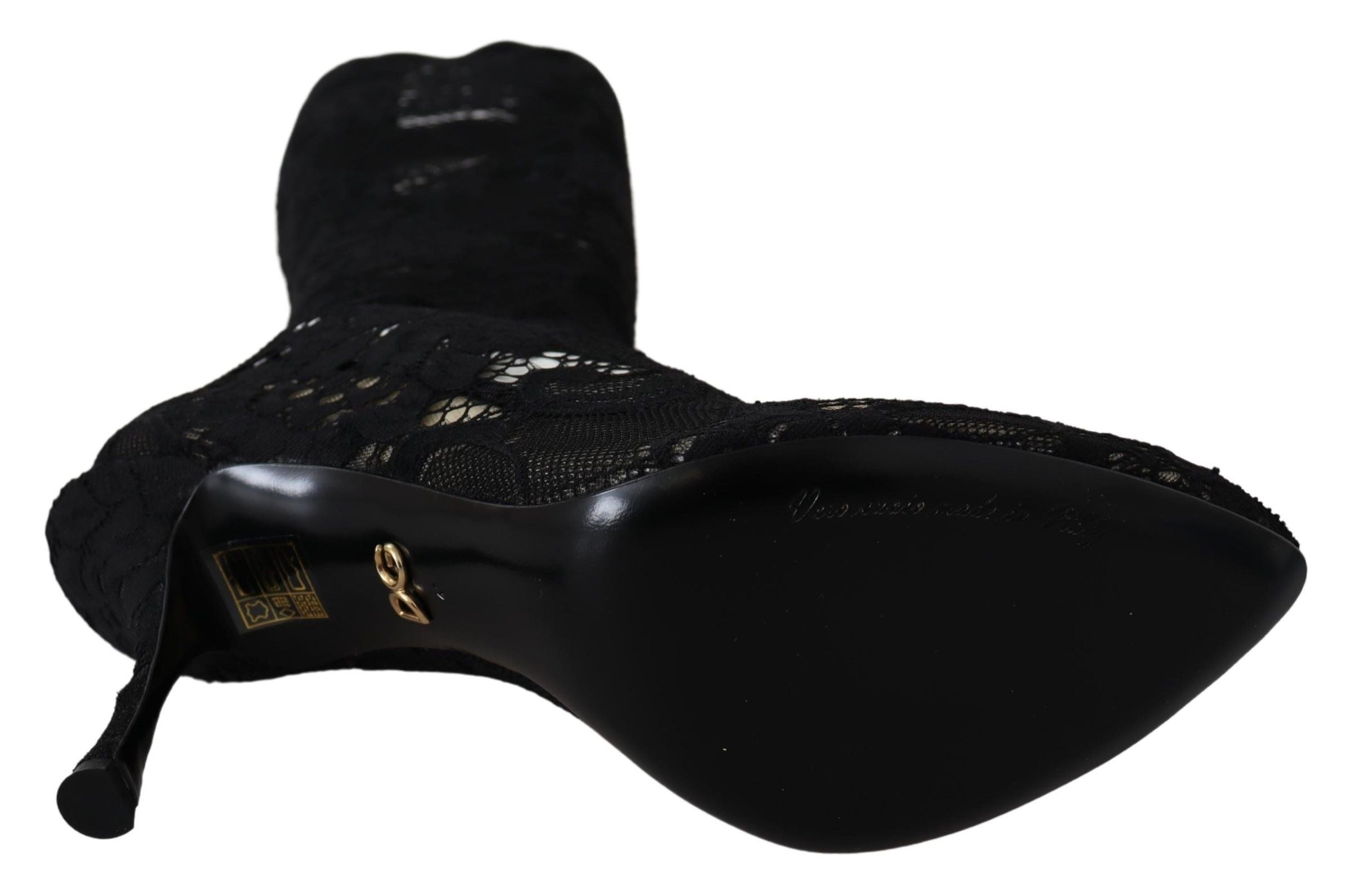 Dolce & Gabbana Schwarz Taormina Spitze Socken Stiefel Schuhe Pumps