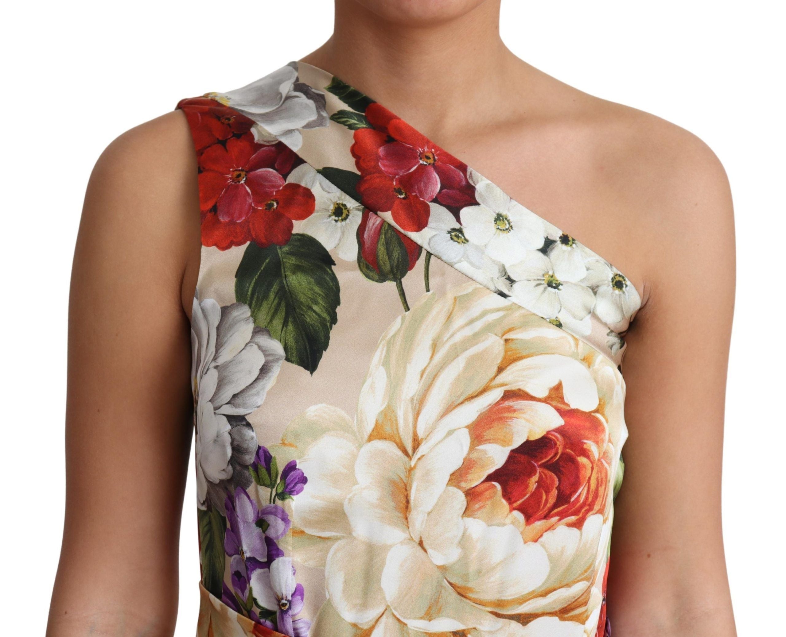 Dolce & Gabbana Print Seiden-Stretch-One-Shoulder-Kleid Floral