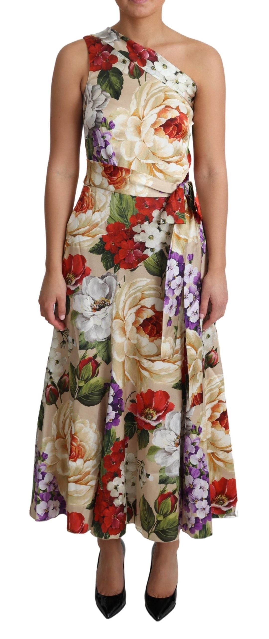 Dolce & Gabbana Print Seiden-Stretch-One-Shoulder-Kleid Floral