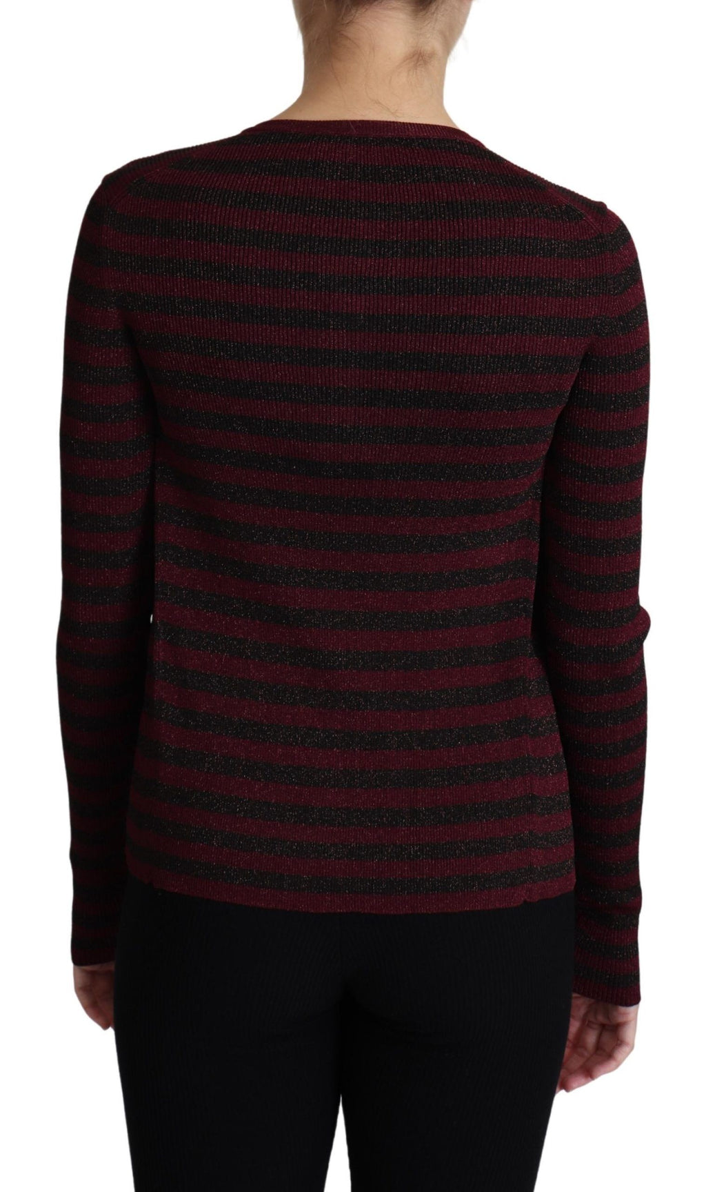 Dolce & Gabbana Schwarz-rot gestreifter Viskose-Strickpulli