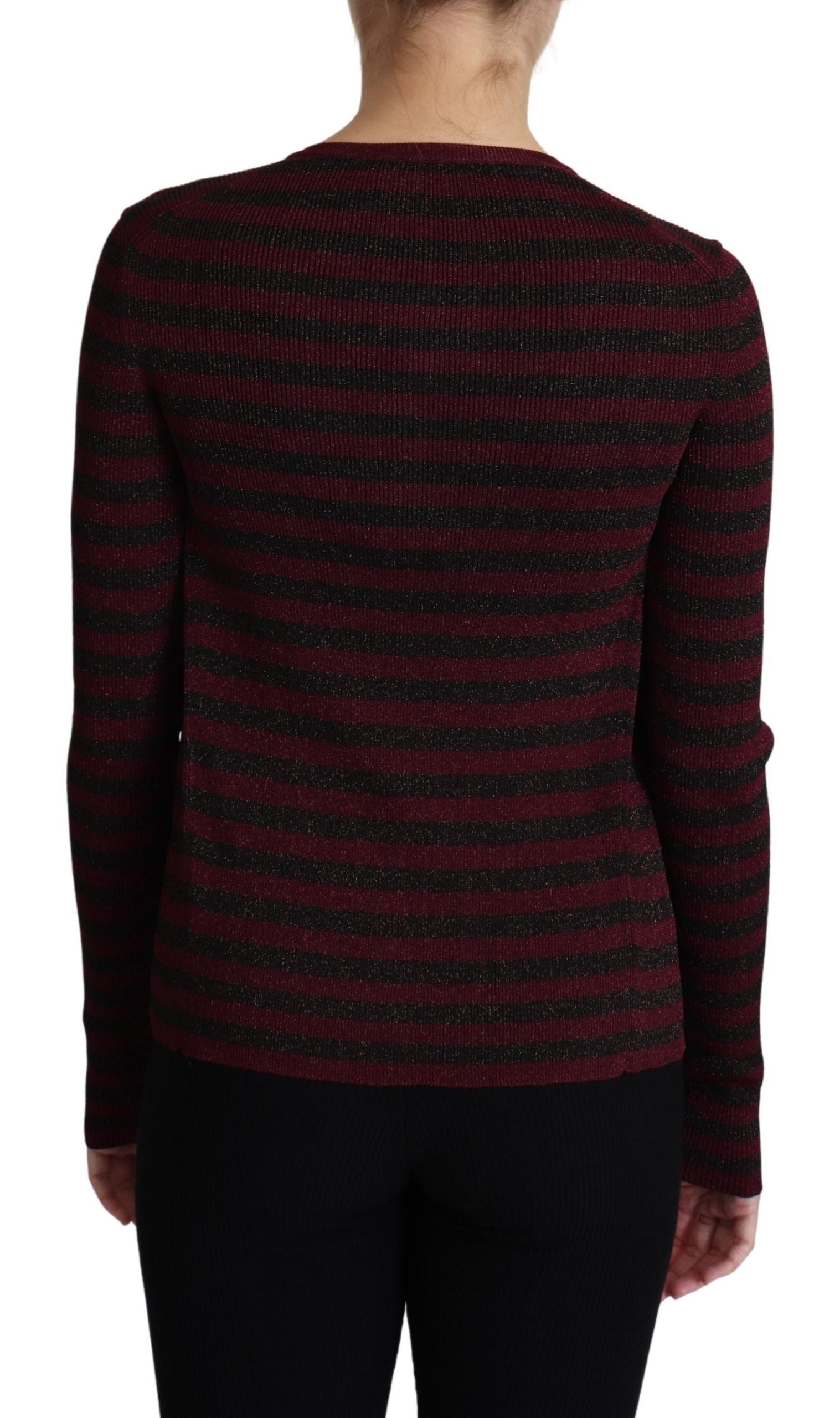 Dolce & Gabbana Schwarz-rot gestreifter Viskose-Strickpulli