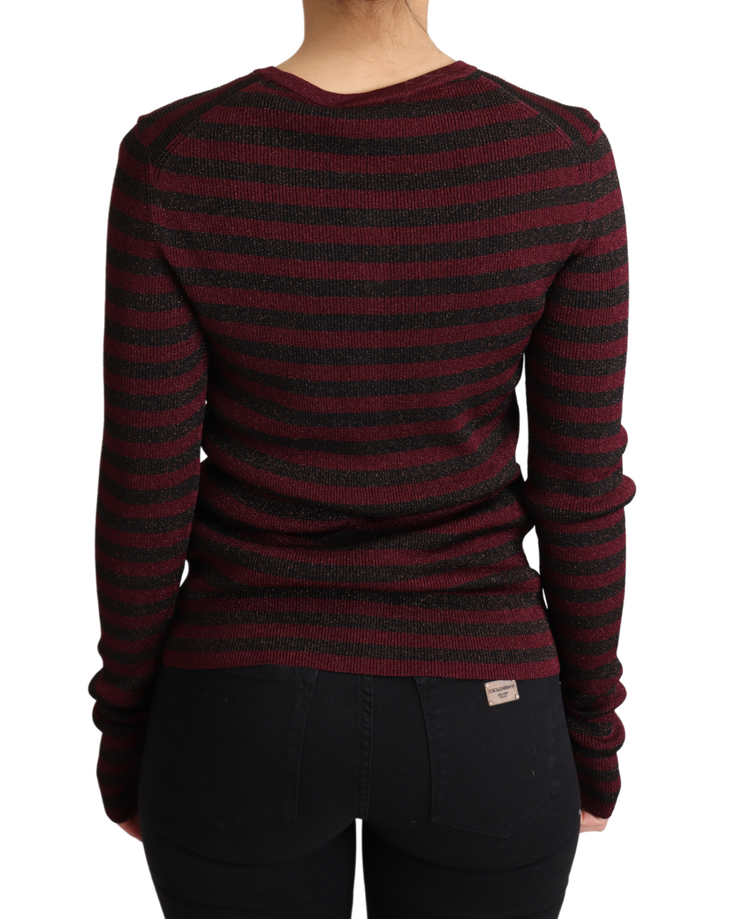 Dolce & Gabbana Schwarz-rot gestreifter Viskose-Strickpulli
