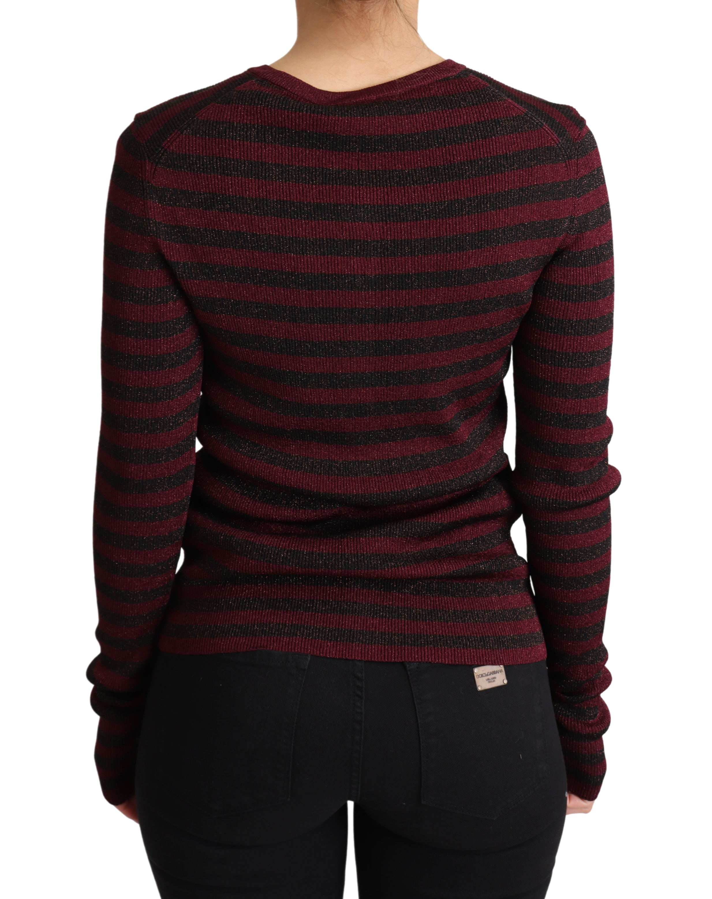 Dolce & Gabbana Schwarz-rot gestreifter Viskose-Strickpulli