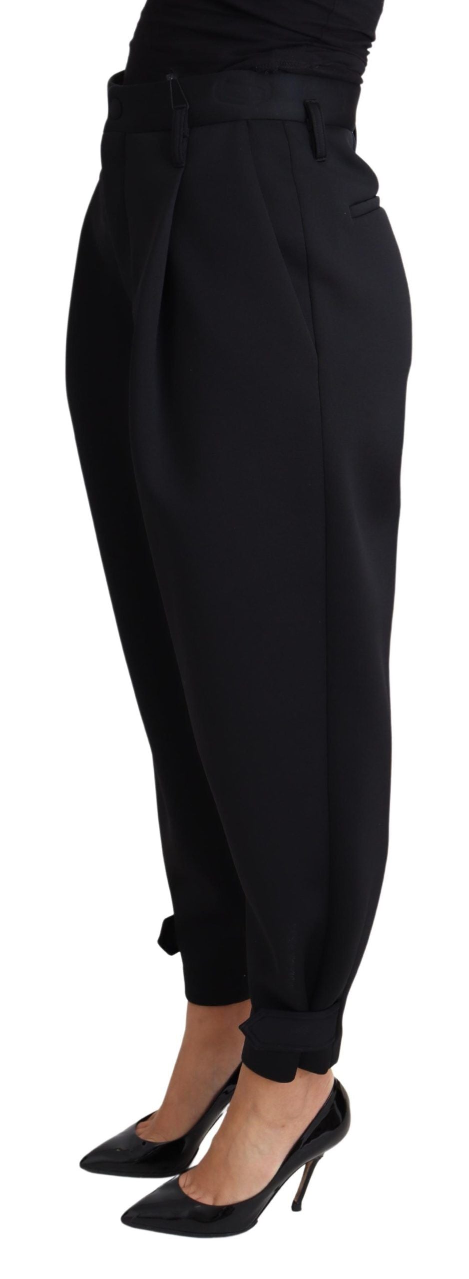 Dolce & Gabbana Schwarzes Kurzkleid Polyesterhose mit hoher Taille
