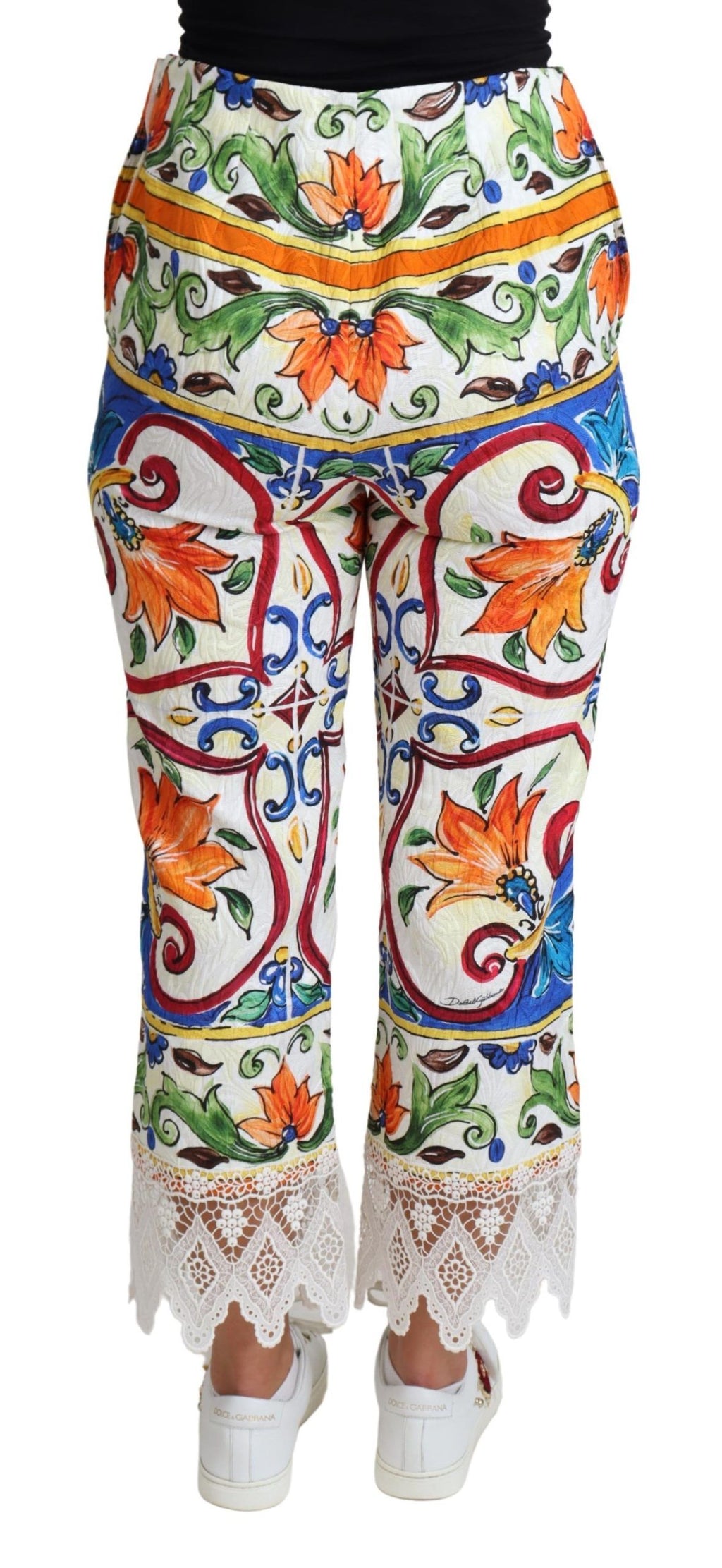 Dolce & Gabbana Multicolor Majolika Druck Hose Baumwolle Hose