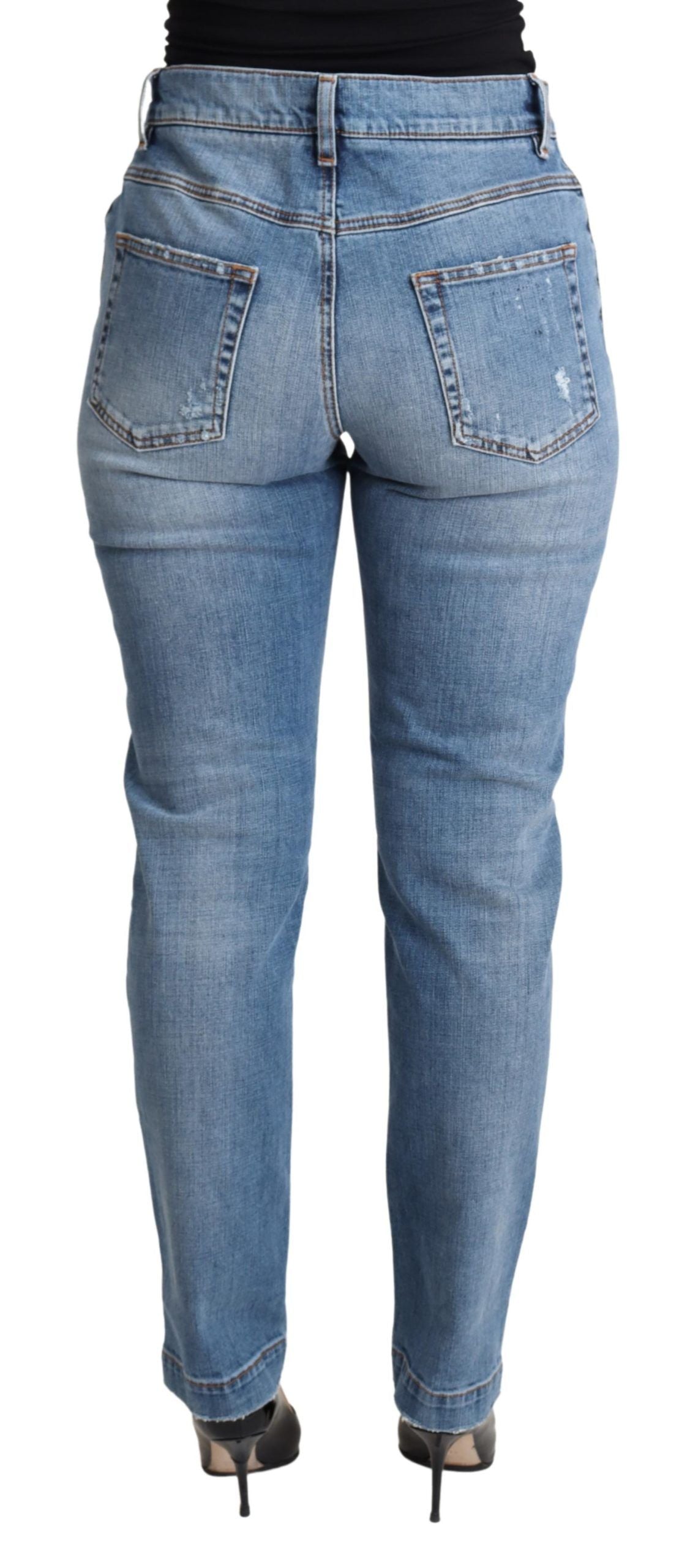 Dolce & Gabbana Blaue zerfledderte Skinny Denim-Jeans aus Baumwollmischung