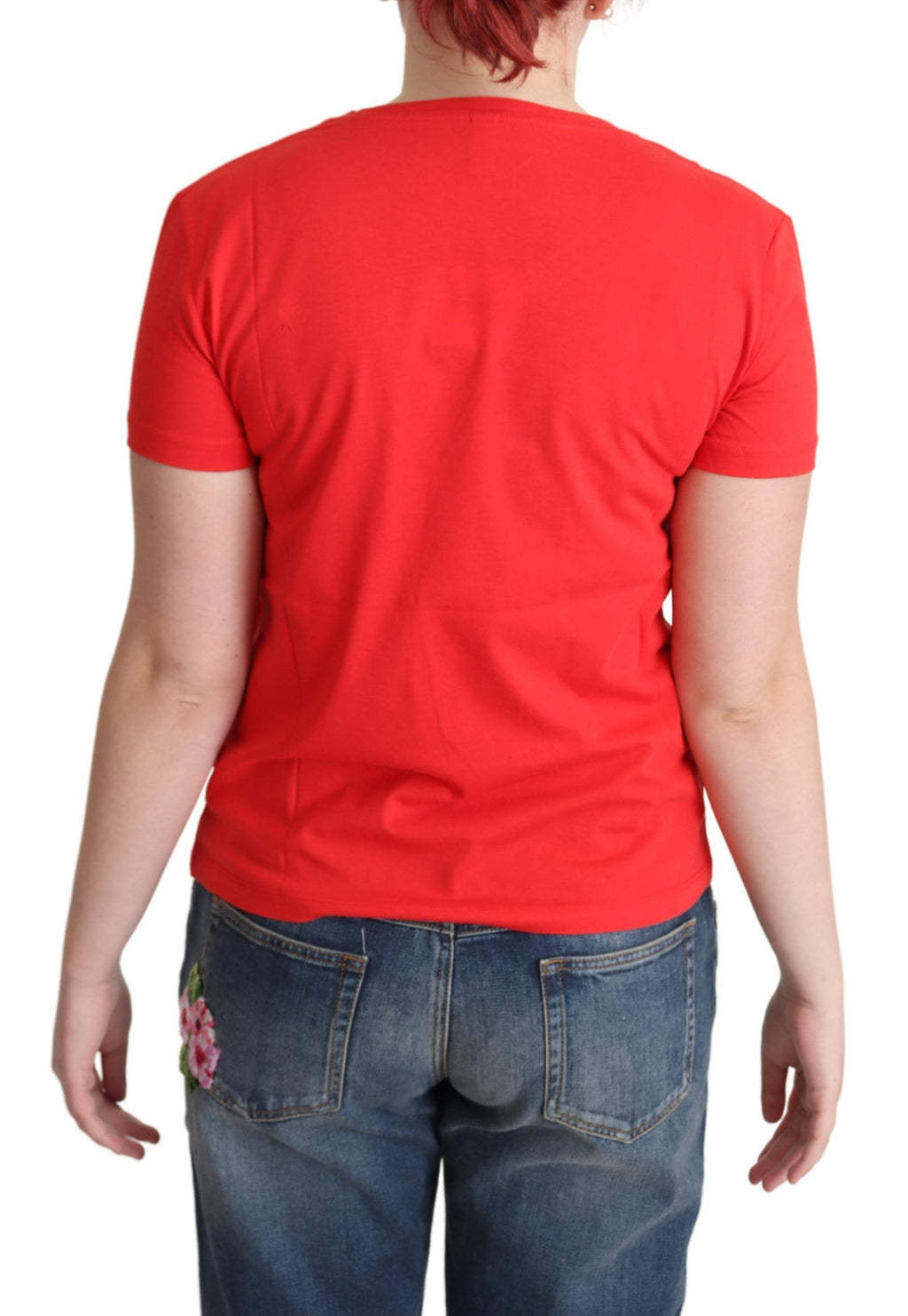 Moschino Rot bedruckte Baumwolle kurze Ärmel Tops Bluse T-Shirt