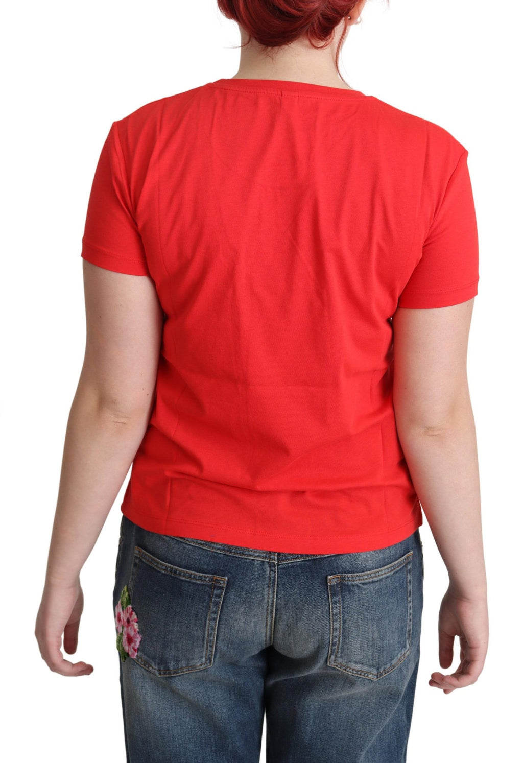 Moschino Rotes T-Shirt mit Dreiecksaufdruck aus Baumwolle zum Schwimmen