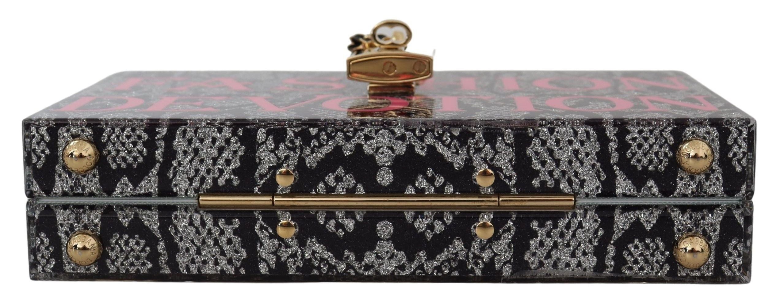 Dolce & Gabbana Graue Mode Devotion Kupplung Plexi SICILY BOX Geldbörse