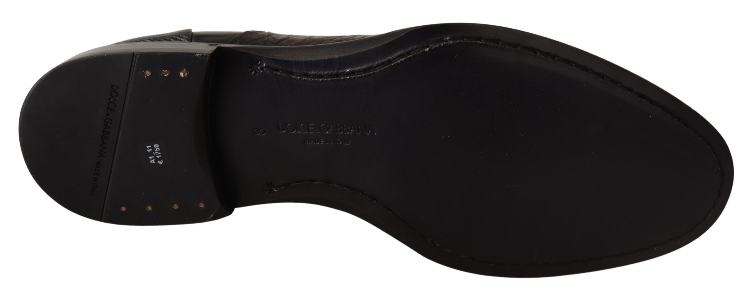 Dolce & Gabbana Schwarzes Leder Exotische Felle Formelle Schuhe