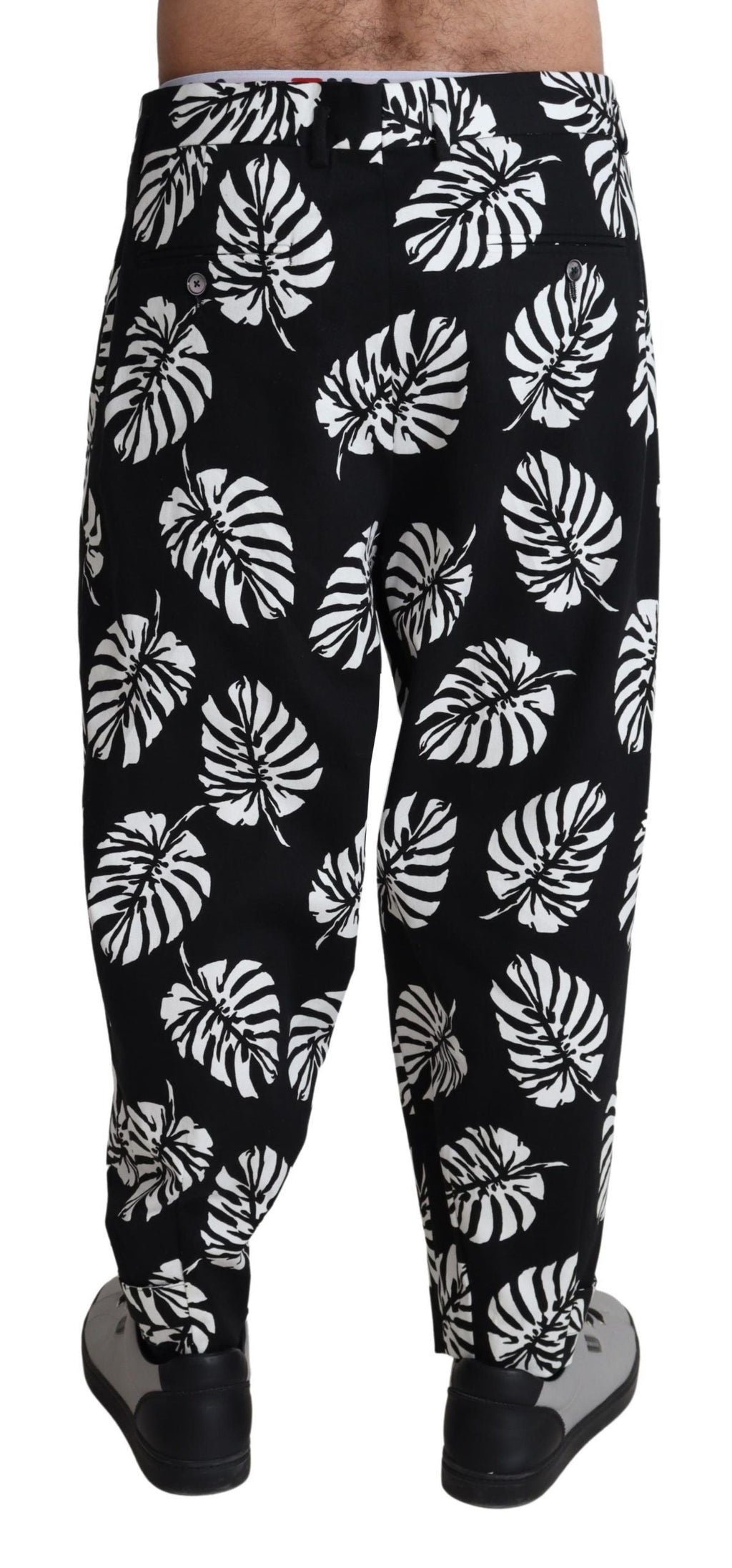 Dolce & Gabbana Schwarzes Blatt Baumwoll-Stretch-Hose Hose Hose