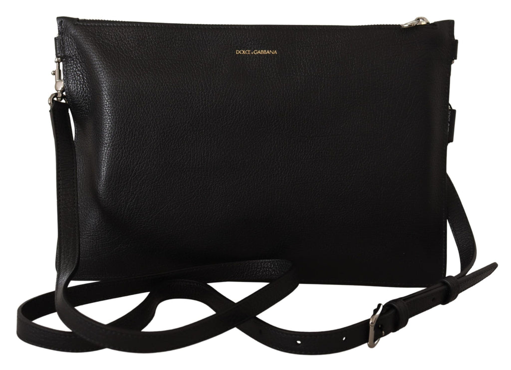 Dolce & Gabbana Schwarzes Exotenleder Schulterriemen Alta Sartoria Tasche