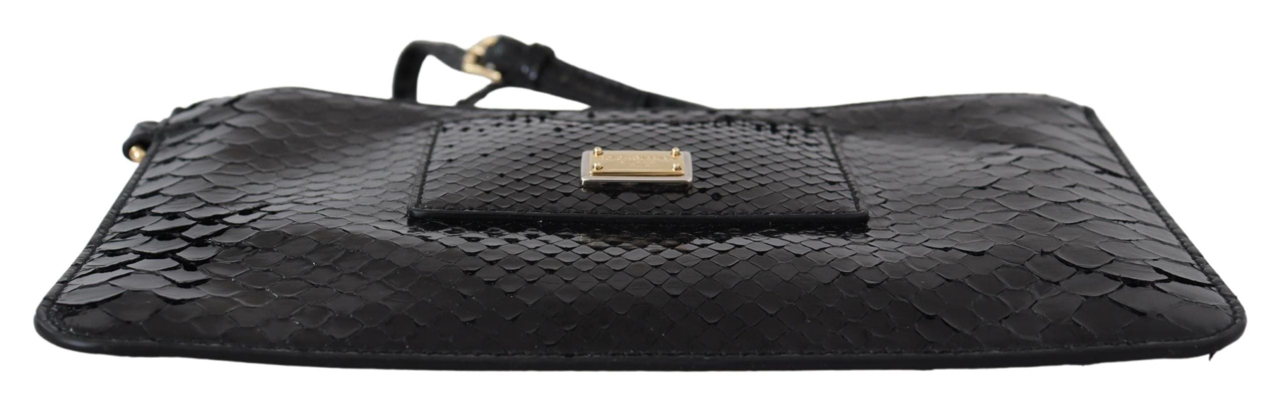 Dolce & Gabbana Schwarzes Leder Portemonnaie Handtäschchen Spiegel Agnese Brieftasche