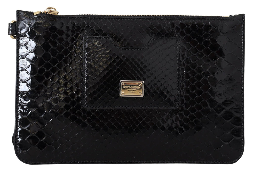 Dolce & Gabbana Schwarzes Leder Portemonnaie Handtäschchen Spiegel Agnese Brieftasche