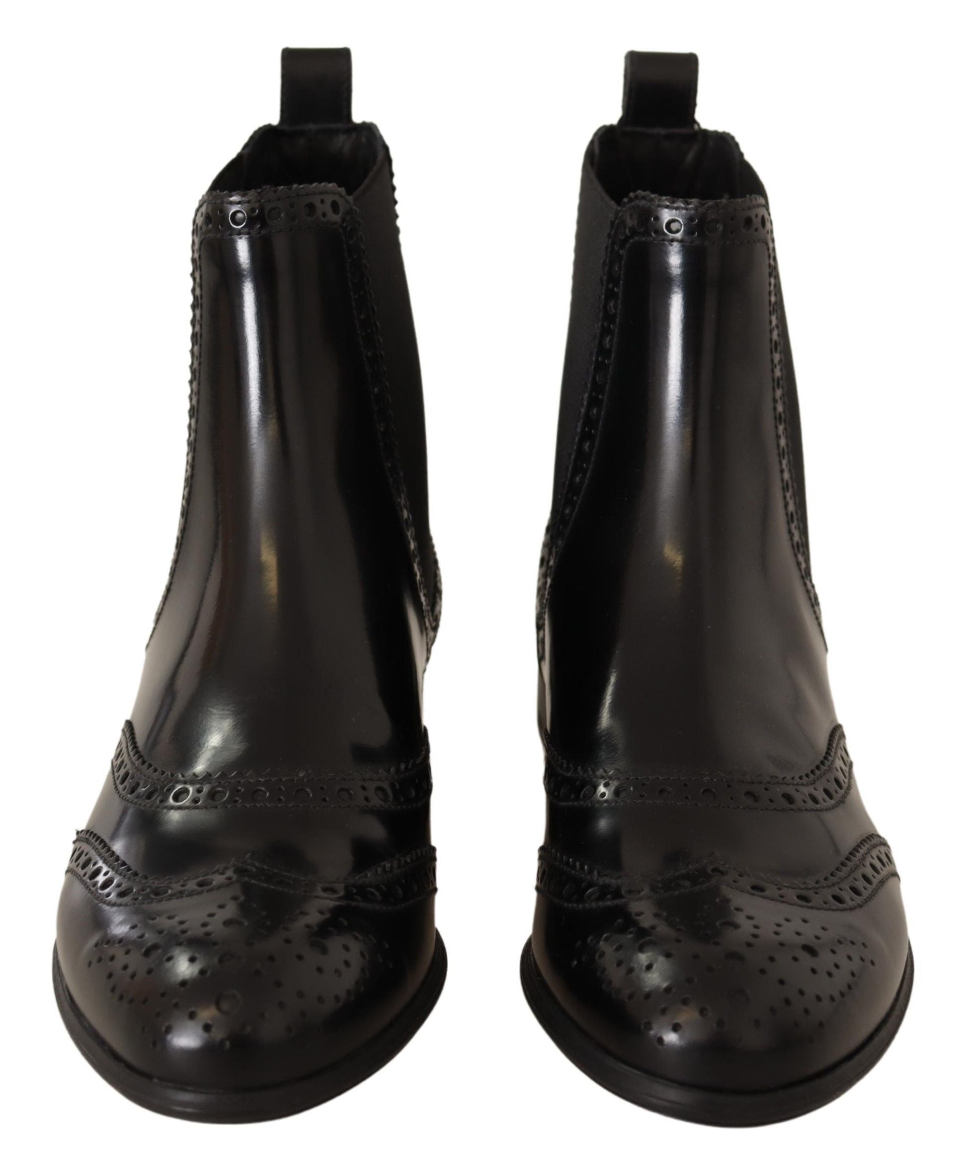 Dolce & Gabbana Schwarz Leder Knöchel hohe flache Stiefel Schuhe