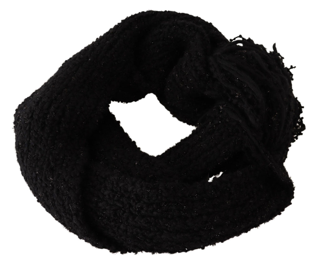 Dolce & Gabbana Schwarzer gestrickter Schurwoll-Wickelschal