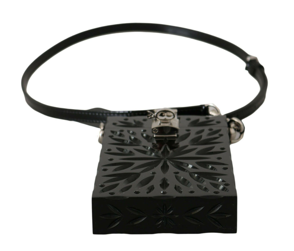 Dolce & Gabbana Schwarzer Kristall Plexiglas Kreuz Zigarettenetui Halter