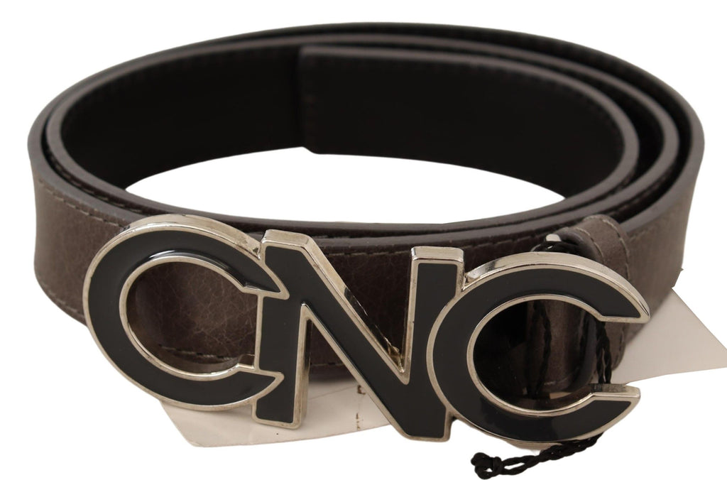 Costume National Brauner Brief Logo Schnalle Gürtel