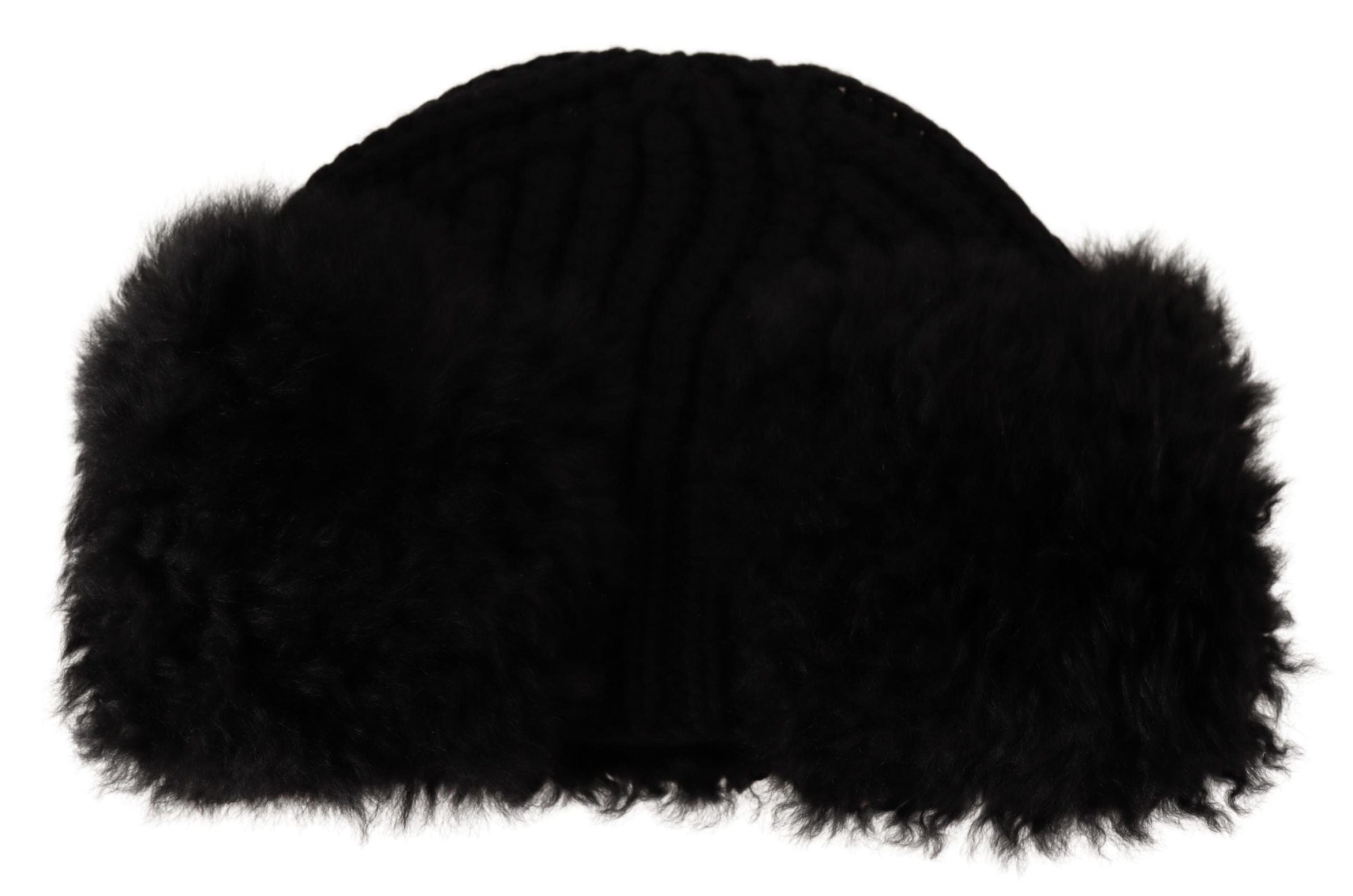 Dolce & Gabbana Schwarzer Kaschmir Pelz Frauen Beanie Frauen Hut
