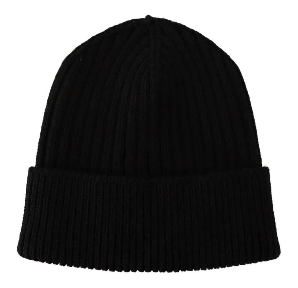 Dolce & Gabbana Schwarzer Wollstrick Damen Wintermütze