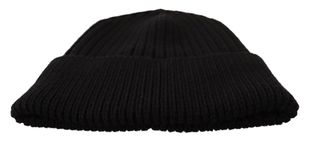 Dolce & Gabbana Schwarzer Wollstrick Damen Wintermütze