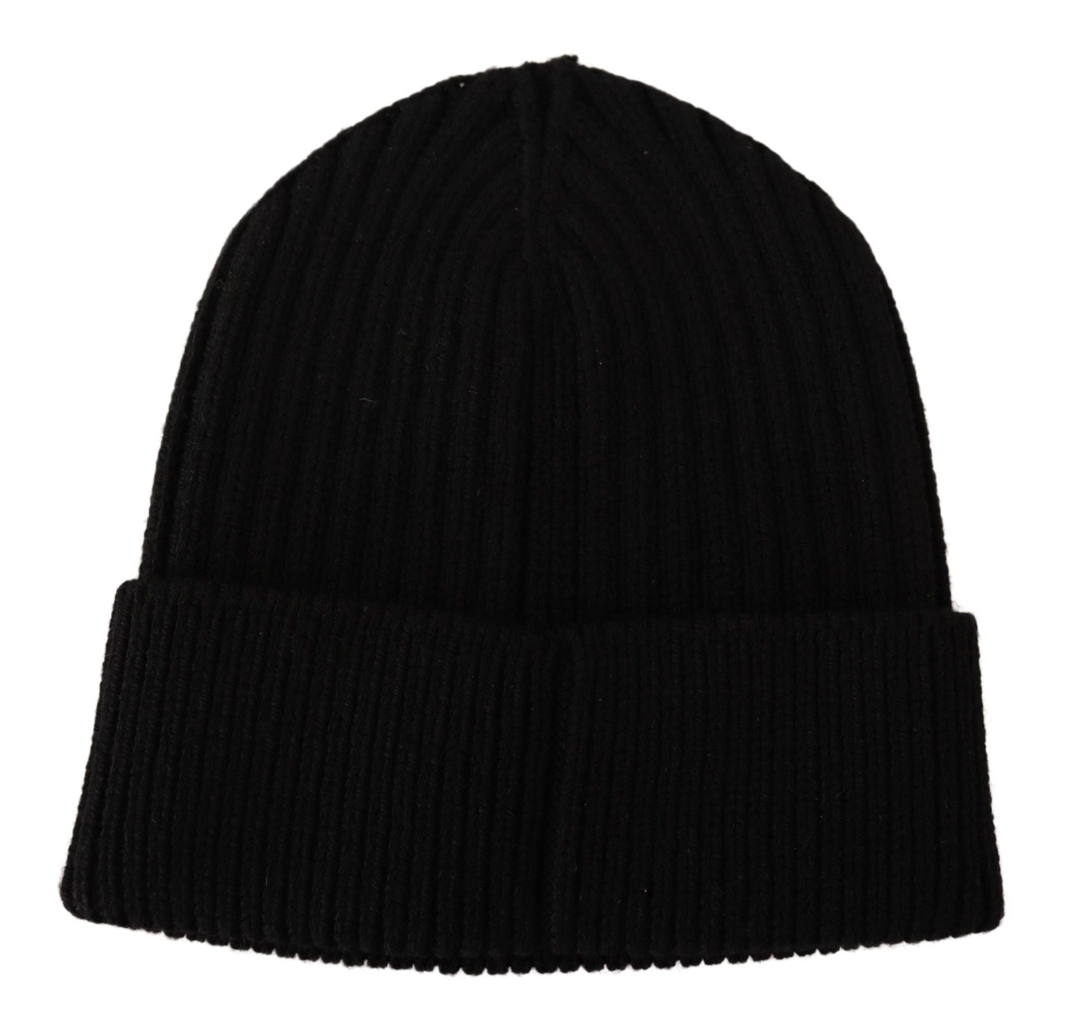 Dolce & Gabbana Schwarzer Wollstrick Damen Wintermütze