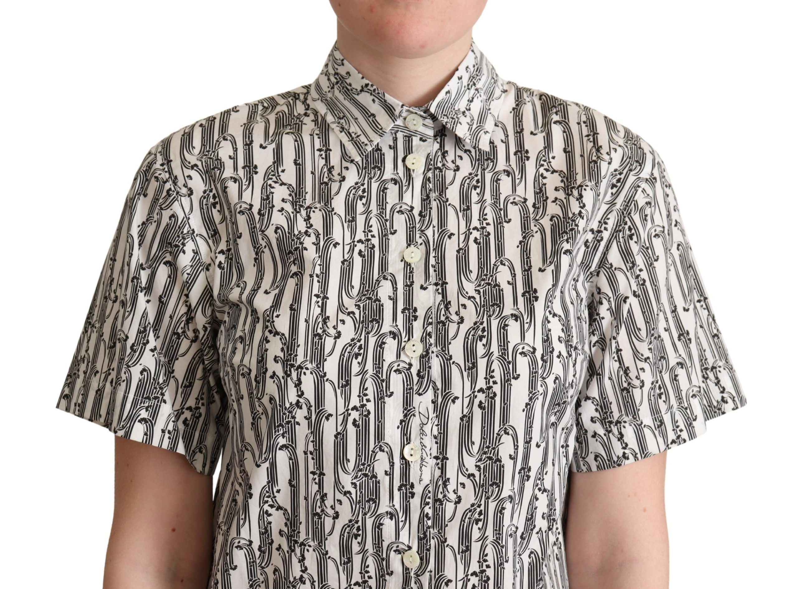 Dolce & Gabbana Weißes geblümtes Blusenhemd mit Kragen