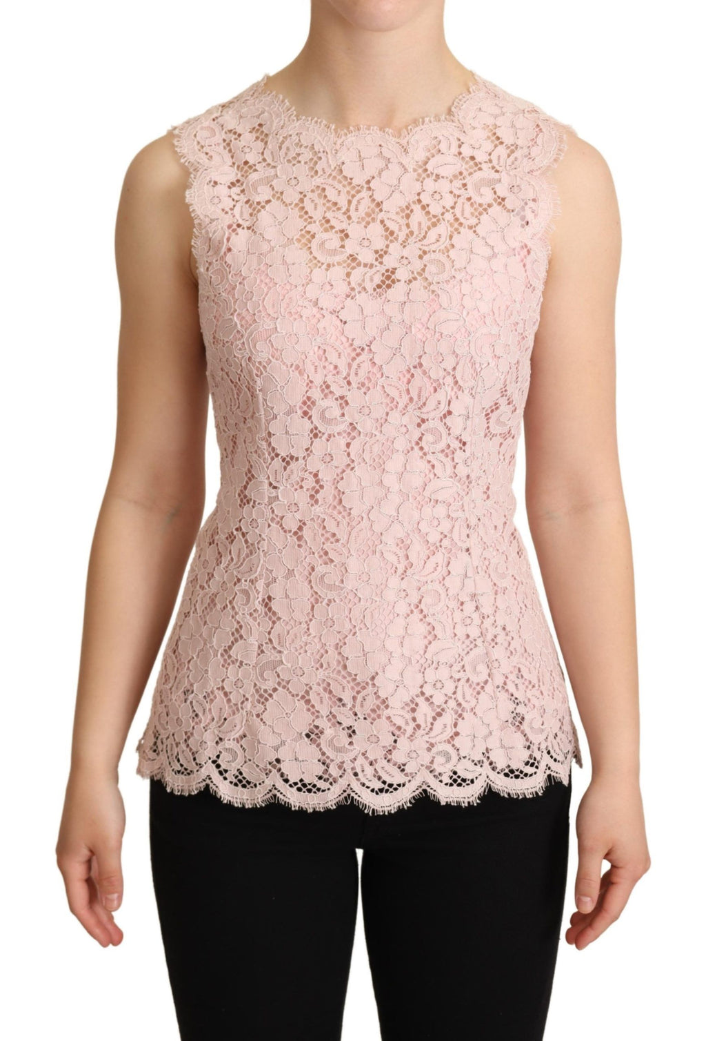Dolce & Gabbana Pinke florale Spitze ärmelloses Tank-Bluse Top
