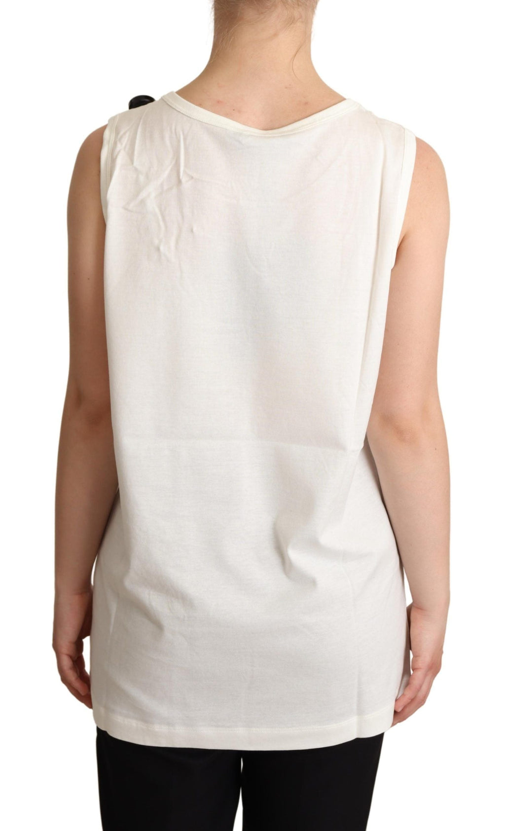 Dolce & Gabbana Weißes T-Shirt mit Blumendruck und Verzierungen für den Hund