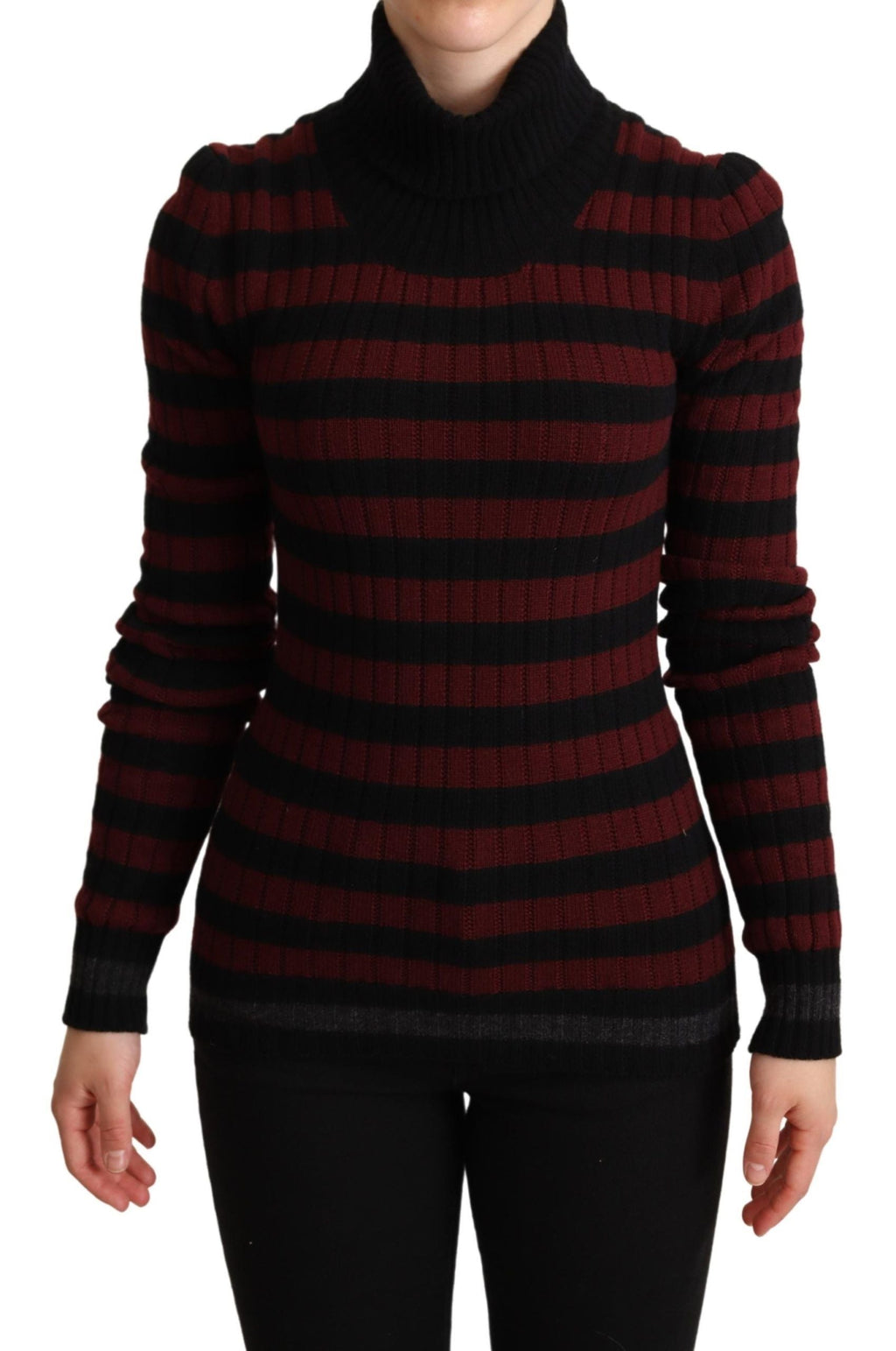 Dolce & Gabbana Schwarz-rot gestreifter Pullover aus Wolle
