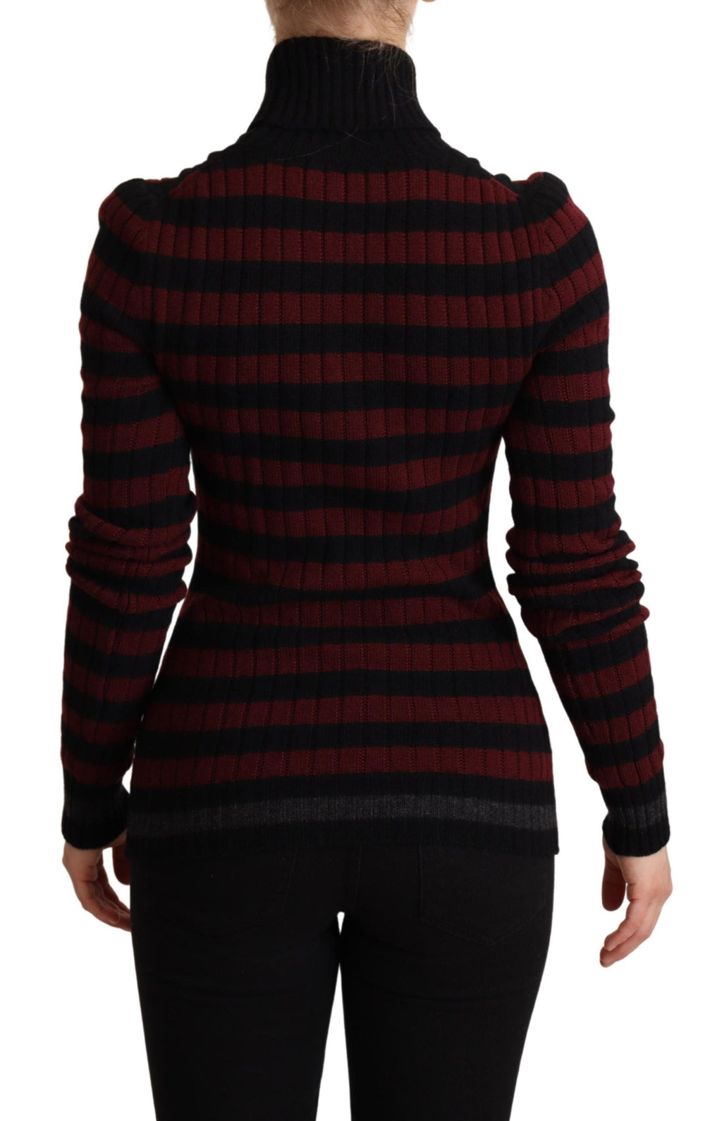 Dolce & Gabbana Schwarz-rot gestreifter Pullover aus Wolle