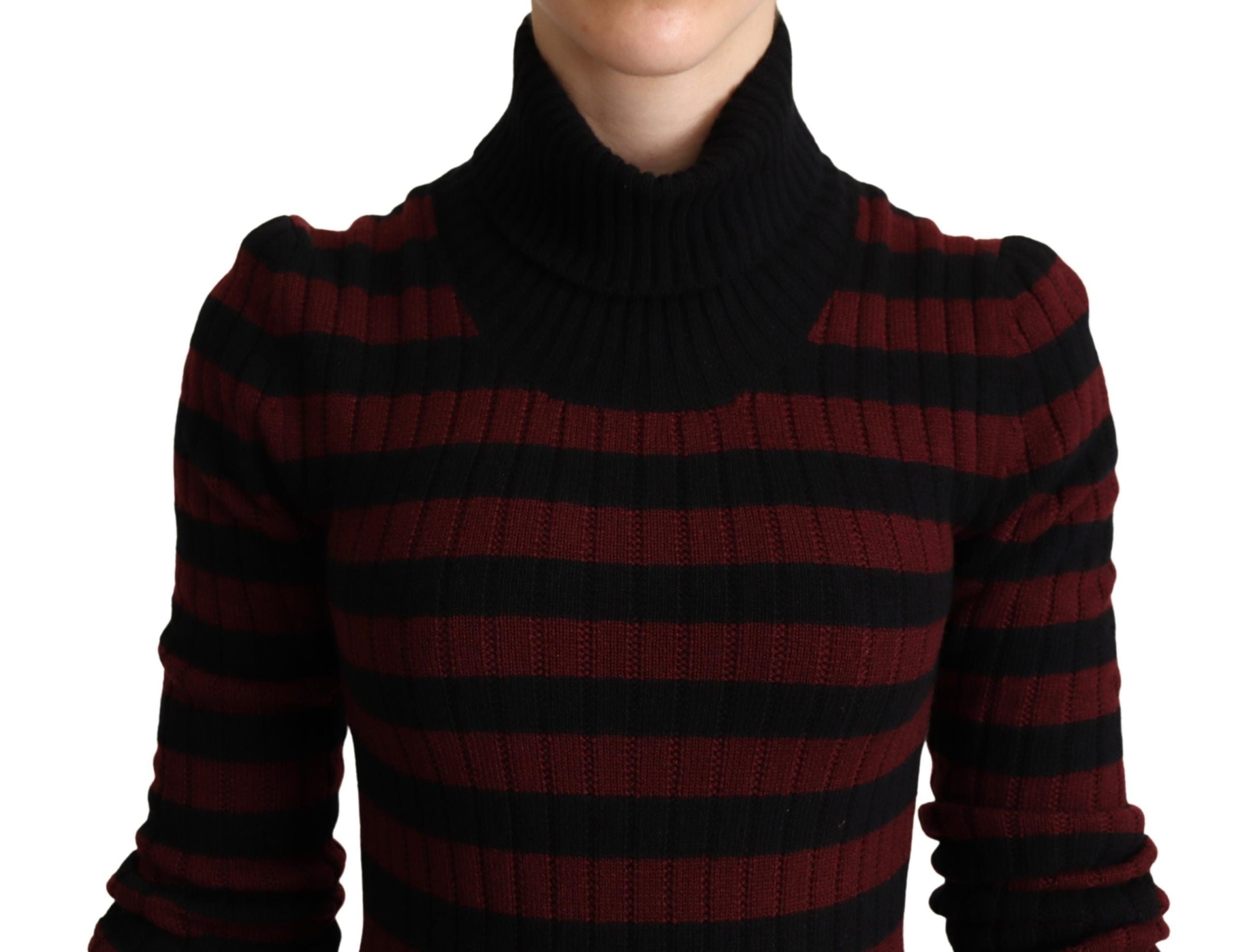 Dolce & Gabbana Schwarz-rot gestreifter Pullover aus Wolle
