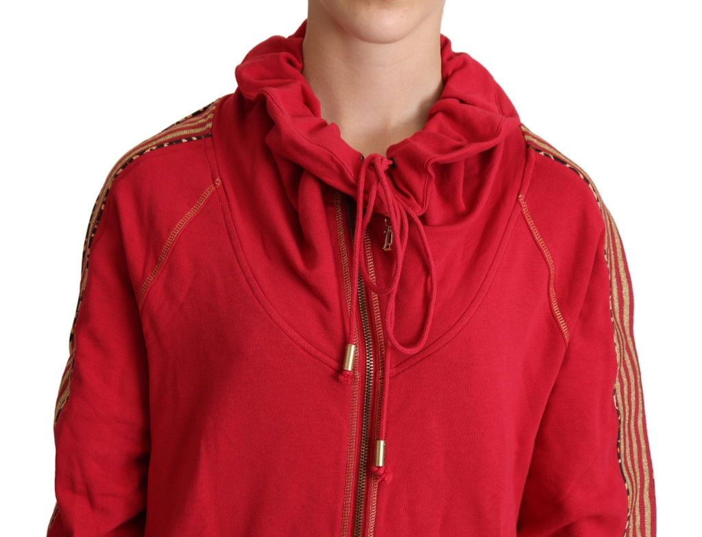 John Galliano Rote Jacke mit Reißverschluss Sweatshirt mit Kapuze Pullover
