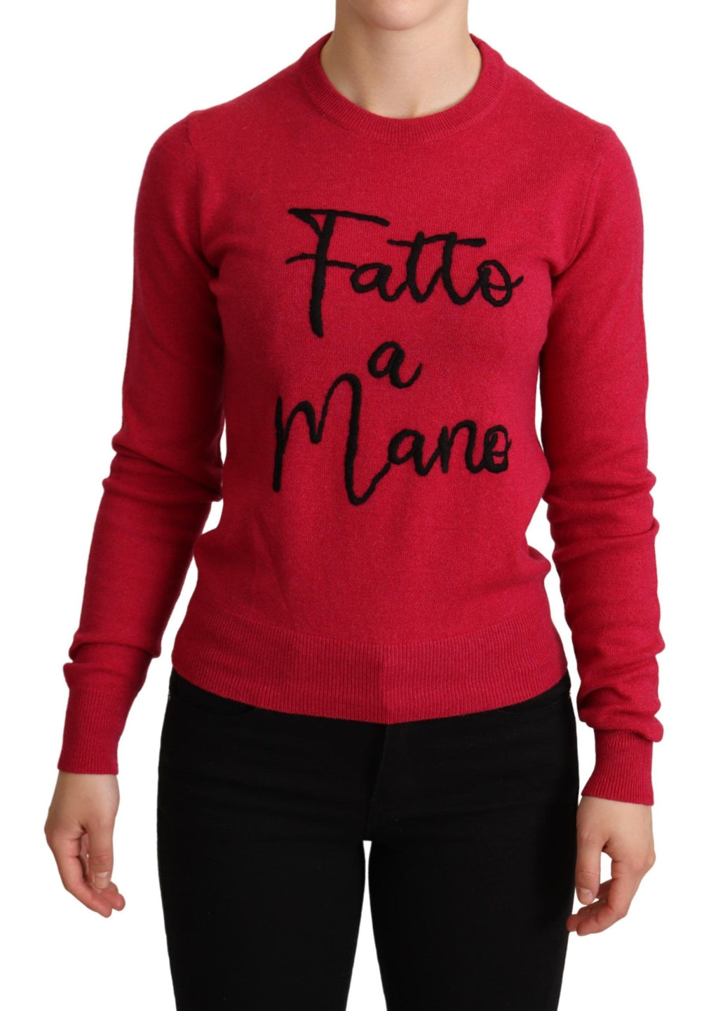 Dolce & Gabbana Rosa bestickter Pullover aus Kaschmirwolle