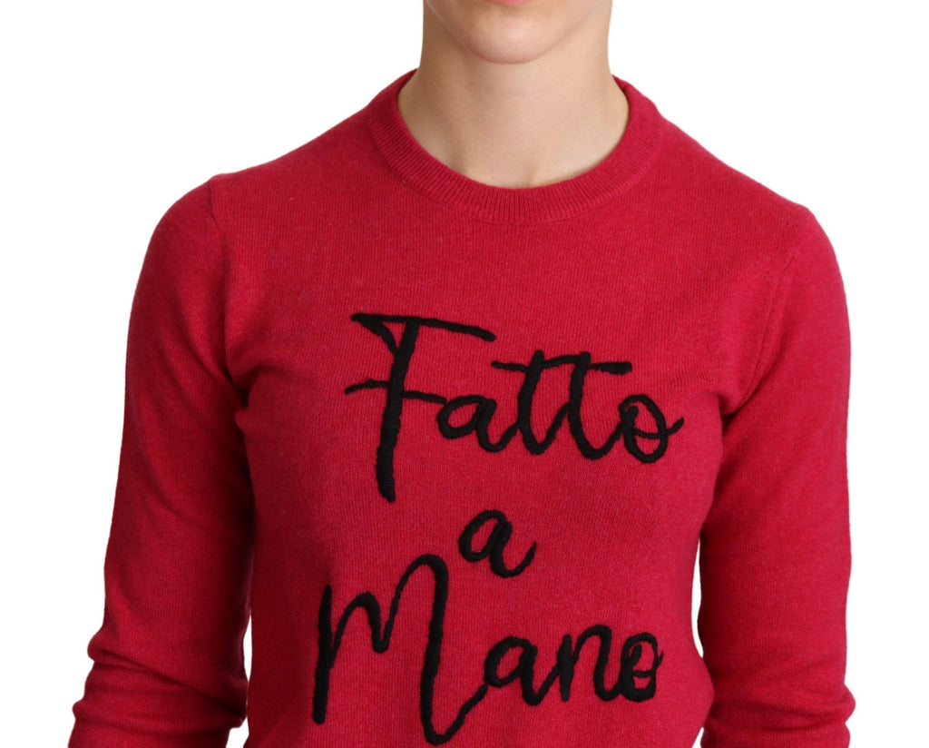 Dolce & Gabbana Rosa bestickter Pullover aus Kaschmirwolle
