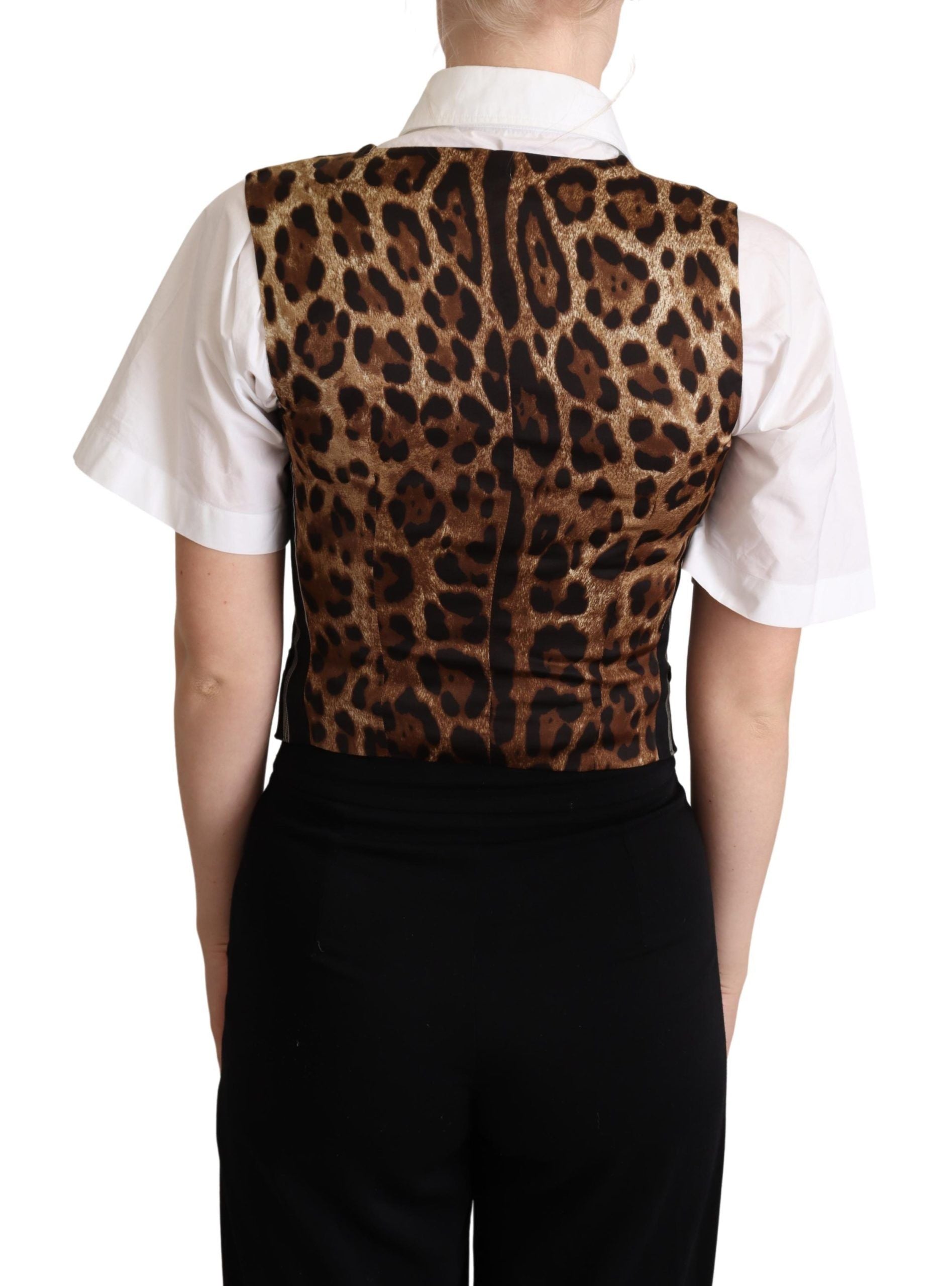 Dolce & Gabbana Schicke schwarze Weste mit Leopardenmuster