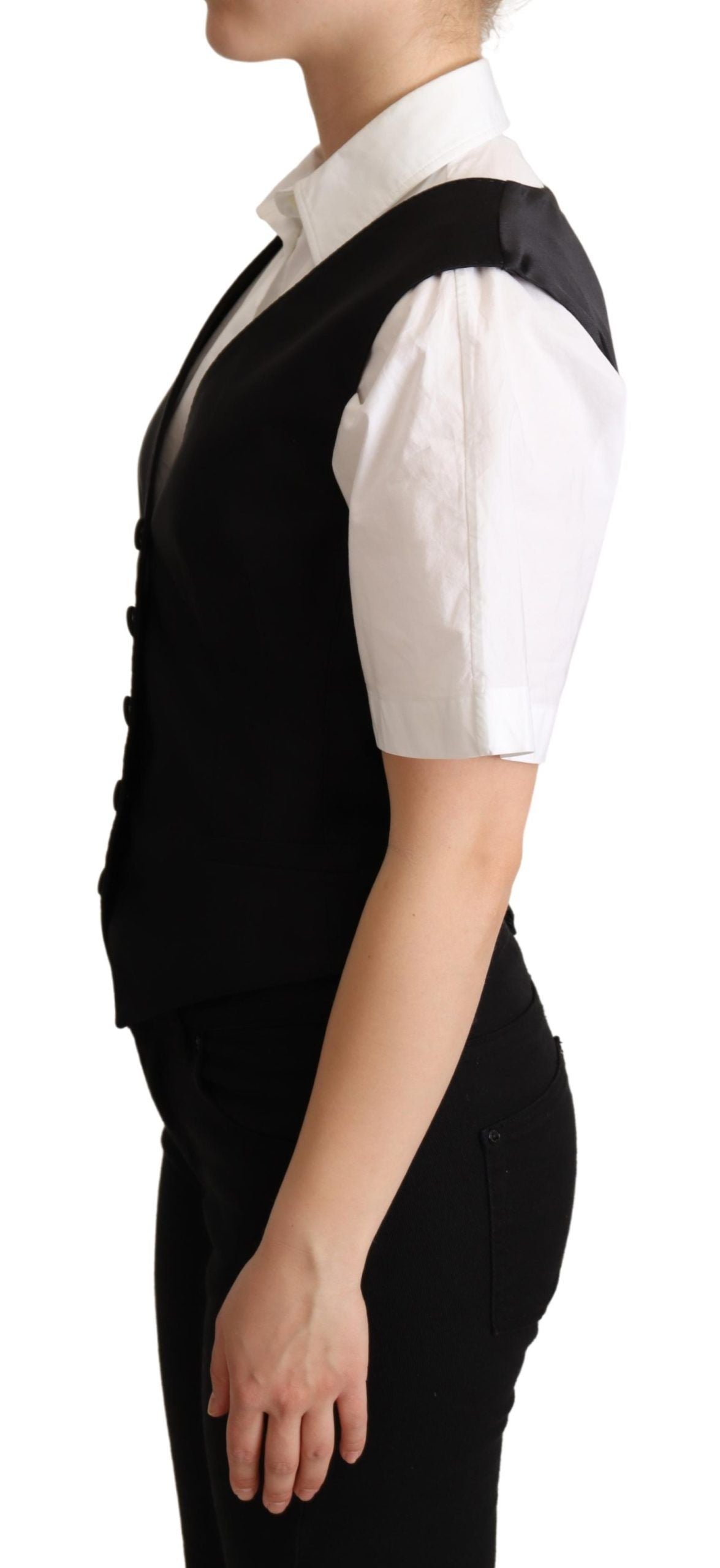 Dolce & Gabbana Elegante schwarze Weste aus Seidenmischung