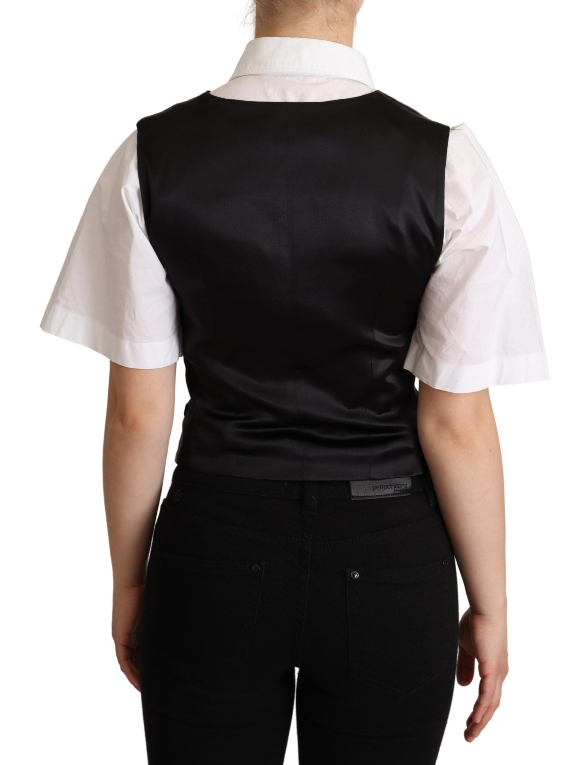 Dolce & Gabbana Elegante schwarze Weste aus Seidenmischung